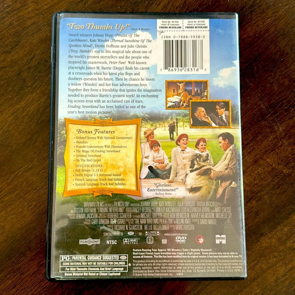 DVD movie rated PG finding Neverland best family film of the year critics choice